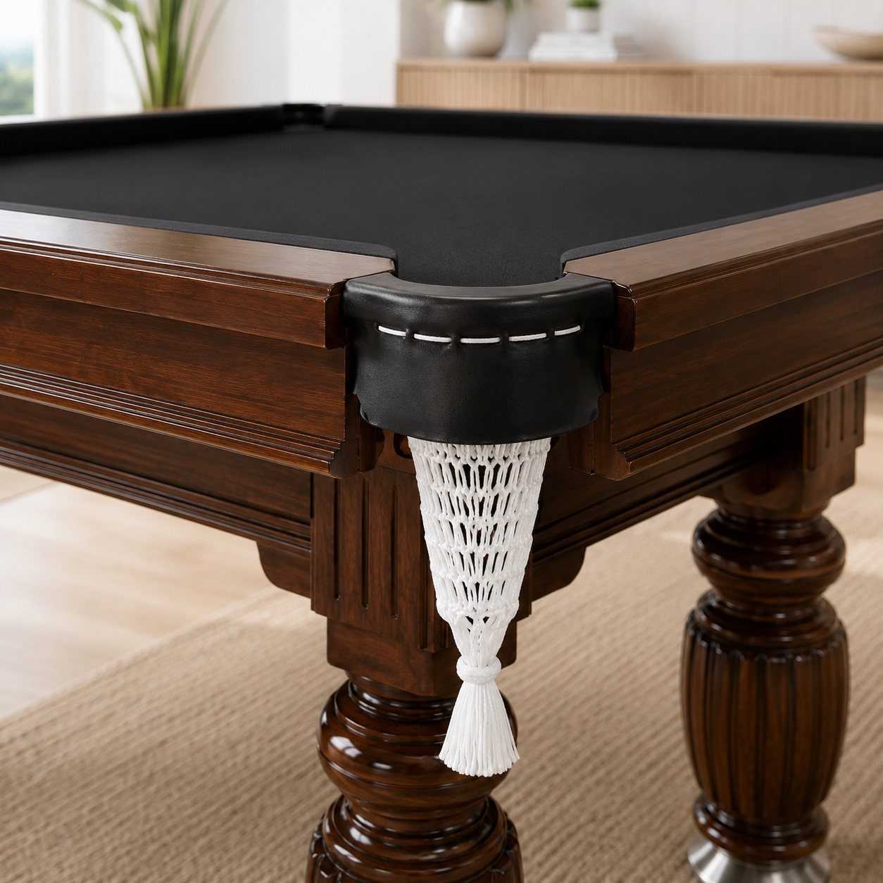 8FT New Slate Billiard Table / Pool Table – Walnut Frame- White Billiards net port