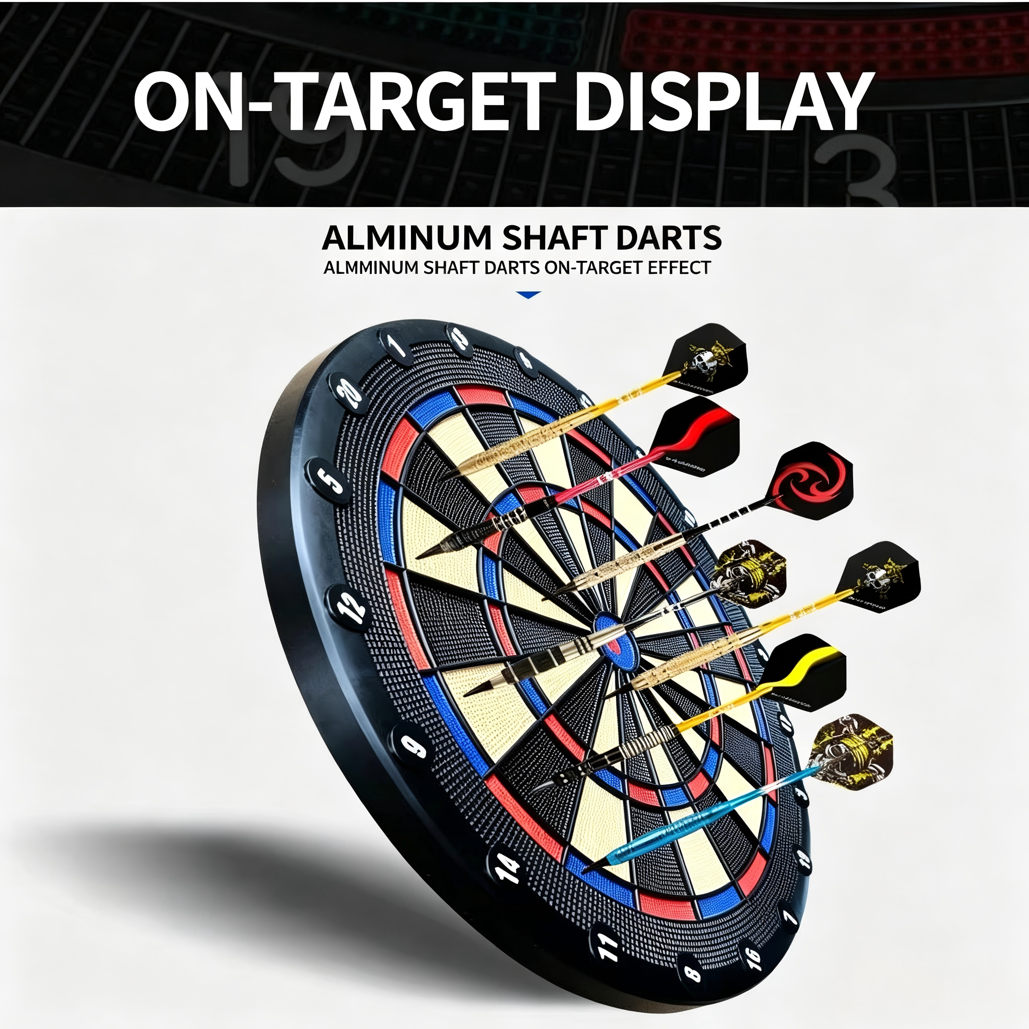 Professional Dartboard Set – On-Target Display Steel Tip Dartboard with Aluminum Shaft Darts