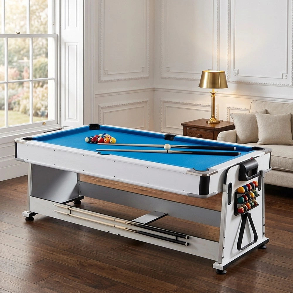 7FT 4-IN-1 Multi-Functional  Convertible Table / Pool Table – BLACK/WALNUT/WHITE