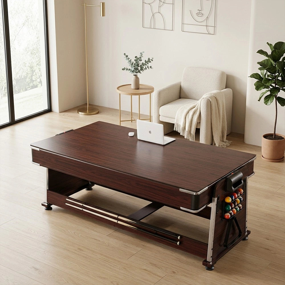 7FT 4-IN-1 Multi-Functional  Convertible Table / Pool Table – BLACK/WALNUT/WHITE