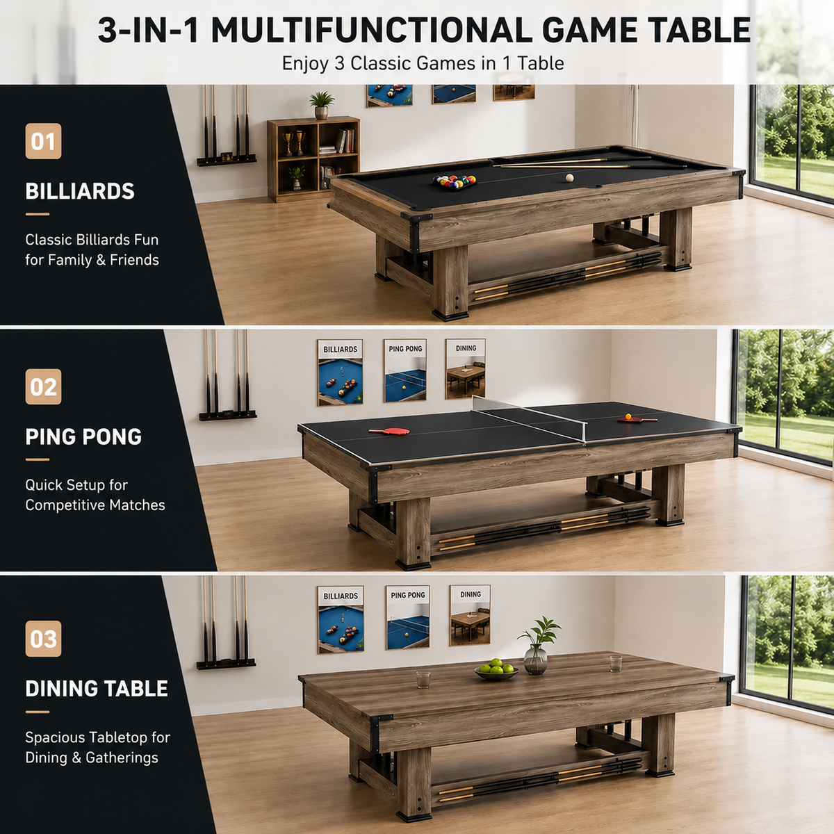 Kooka Living FORMA PLUS-V1 7FT/8FT 3-IN-1 Multi-Functional Table/Pool