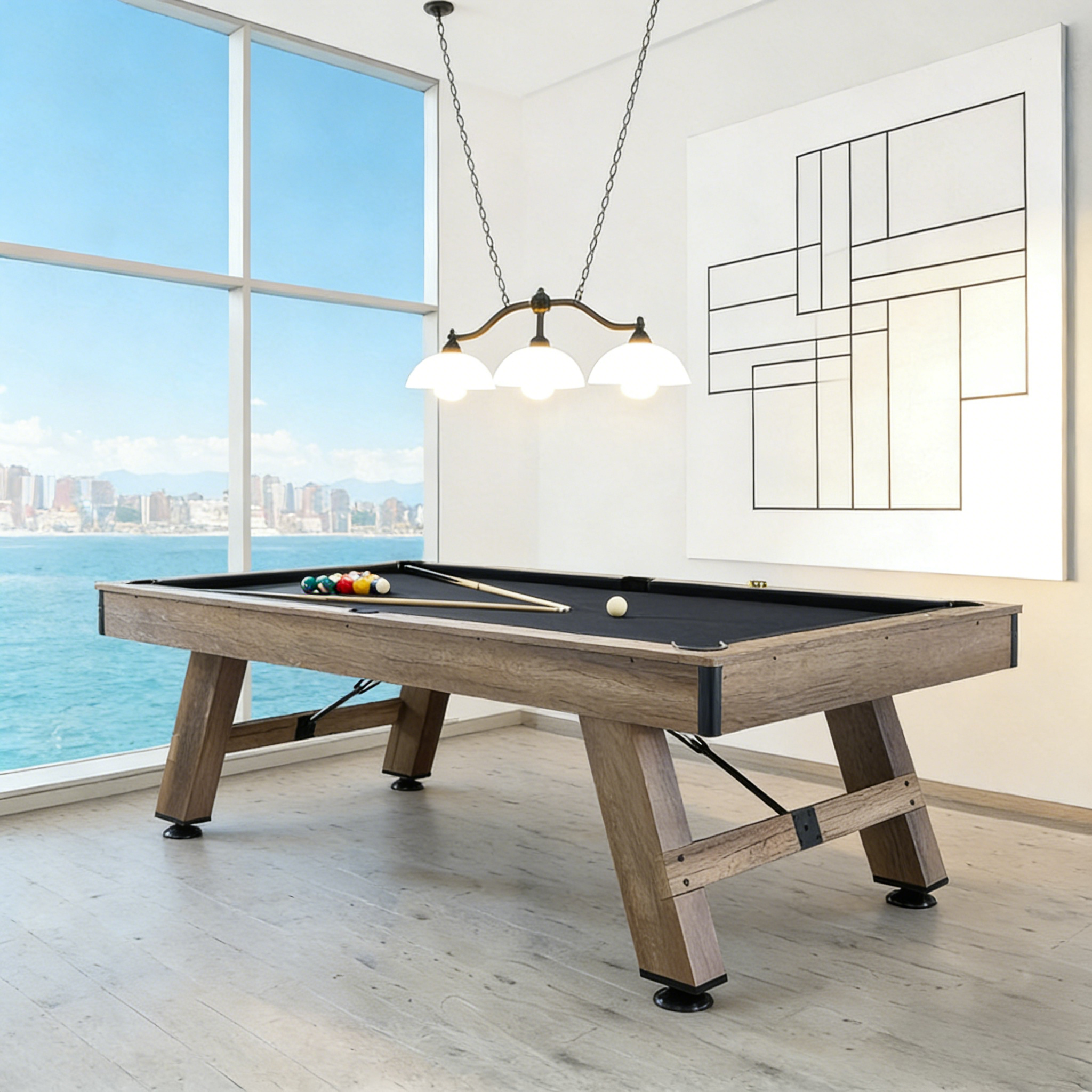 Alisi 7FT/8FT 3-IN-1 Multi-Functional Table/Pool Table/Table Tennis Table/Dining Table – Black Felt
