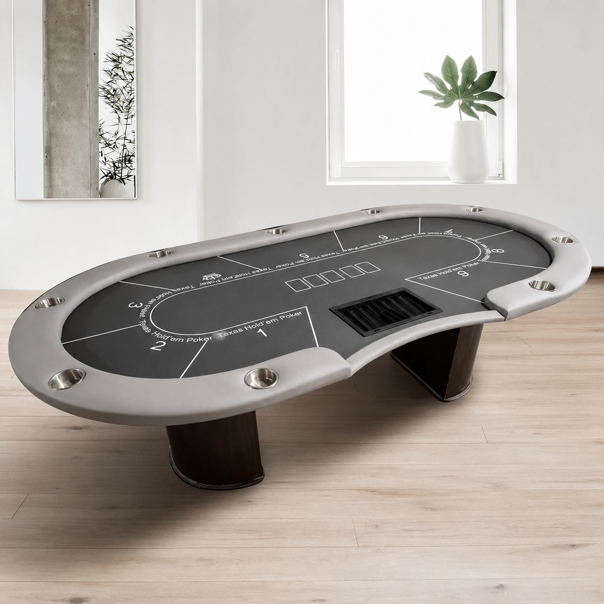Kooka Living Premium Blackjack Texas Poker Table – Solid Wood Frame, 10-Player