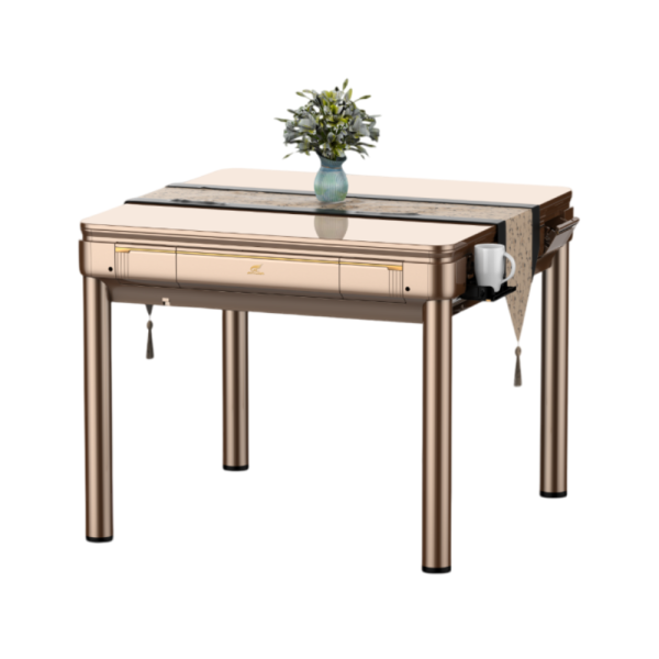 Champagne\Silver Gray Dual-Use Mahjong Table – Silent Operation, Fully Automatic - 2 Sets 144 Tiles