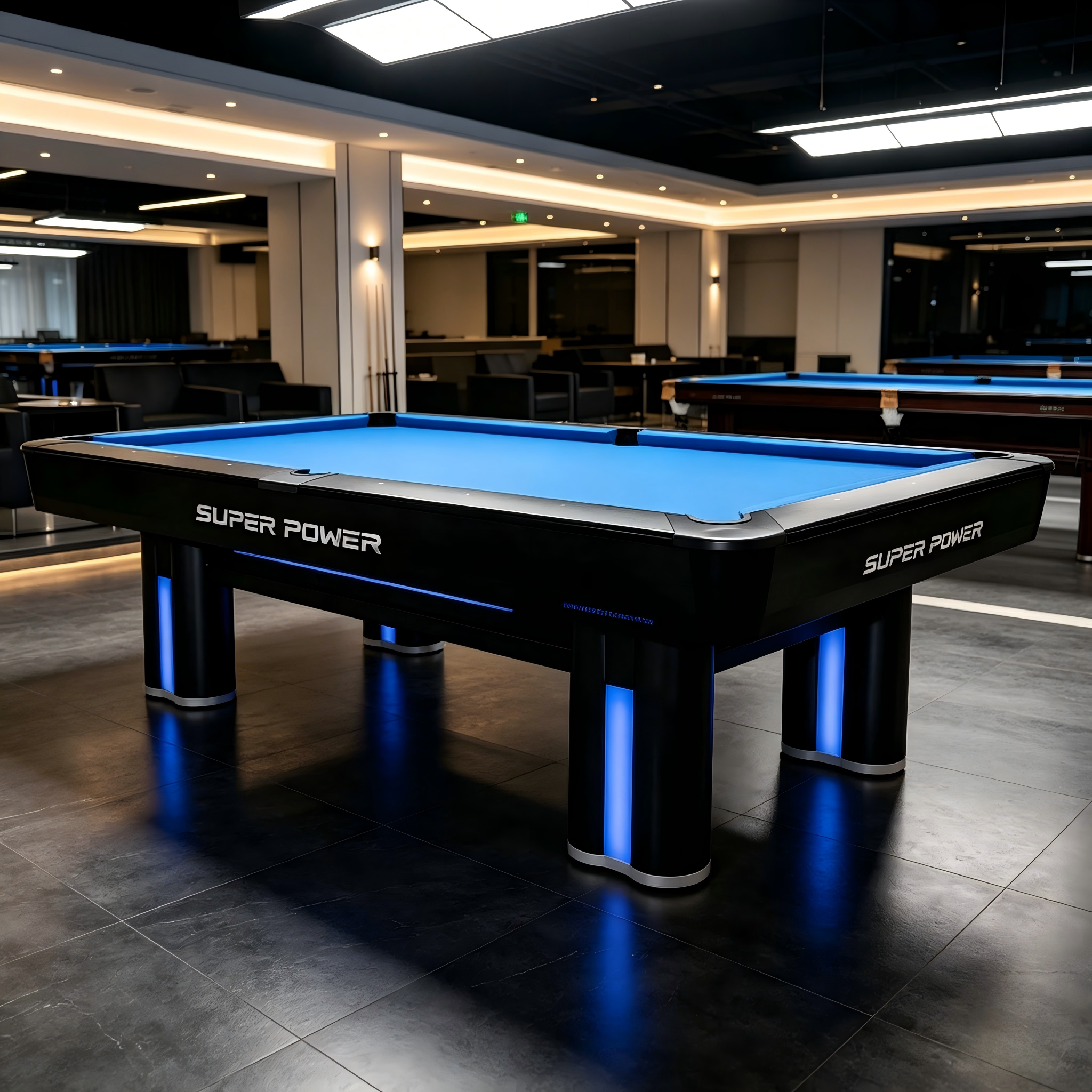 Elite 8FT Slate Pool Table – Premium Black LED Billiard Table with Modern Tournament Design