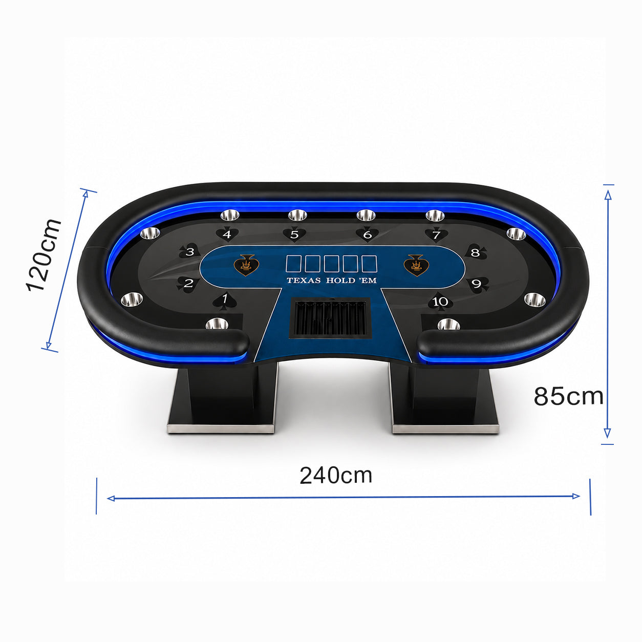 10-Player LED Poker Table for Home Game Rooms & Clubs
