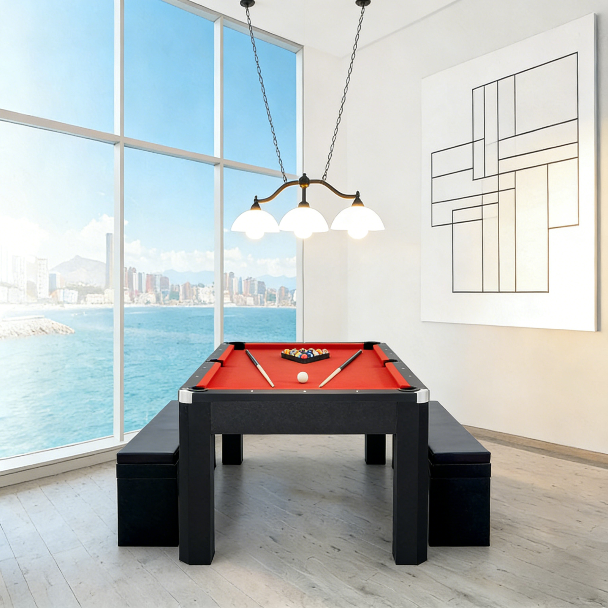 Majestic 3-IN-1 MDF Pool Table 7FT | Dining & Table Tennis Combo with Benches