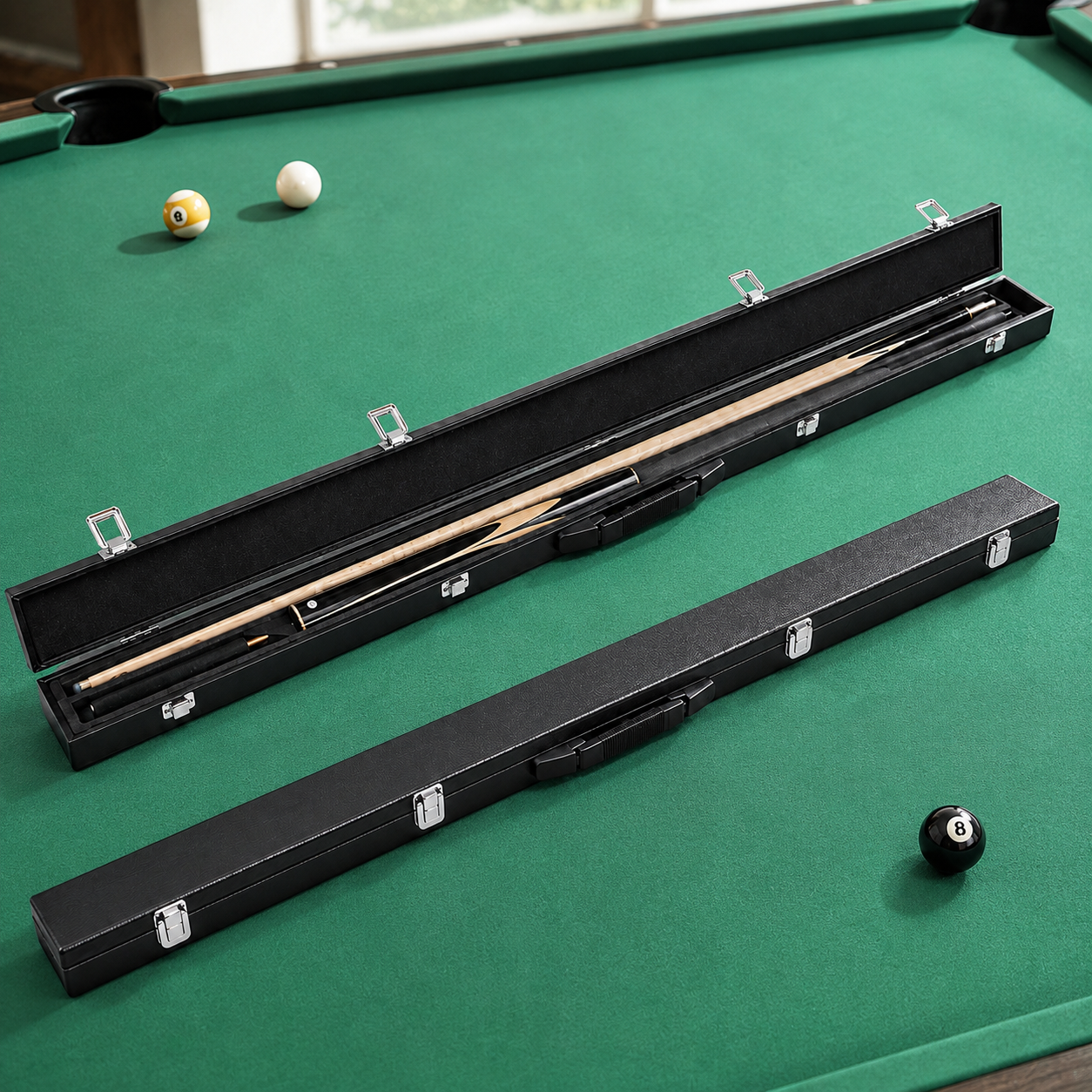 Premium 3/4 Split Handheld Billiard Cue Storage Case for Snooker & Pool Cues