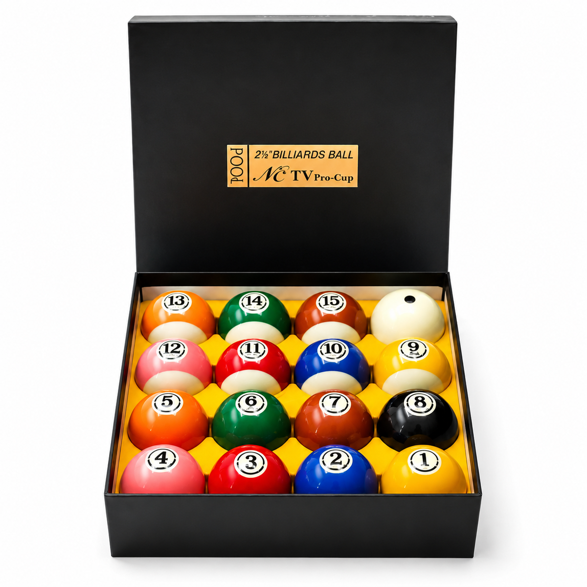 Kooka Living Black Gold Diamond Billiards Ball Set – 2-1/4 Inch Professional Pool Balls