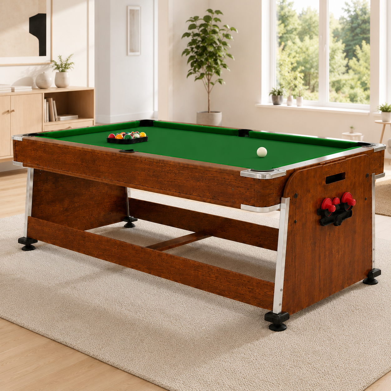 8FT 4-in-1 Multi-Functional Game & Dining Table with Pool, Table Tennis & Air Hockey