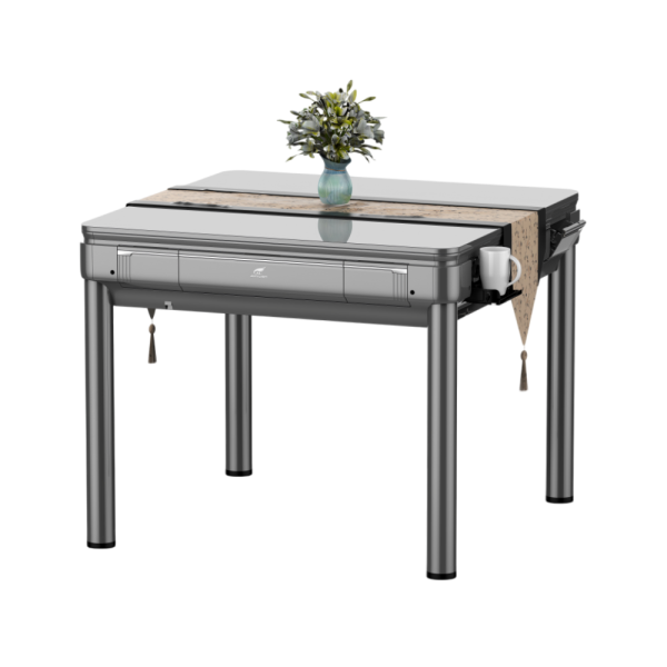 Champagne\Silver Gray Dual-Use Mahjong Table – Silent Operation, Fully Automatic - 2 Sets 144 Tiles