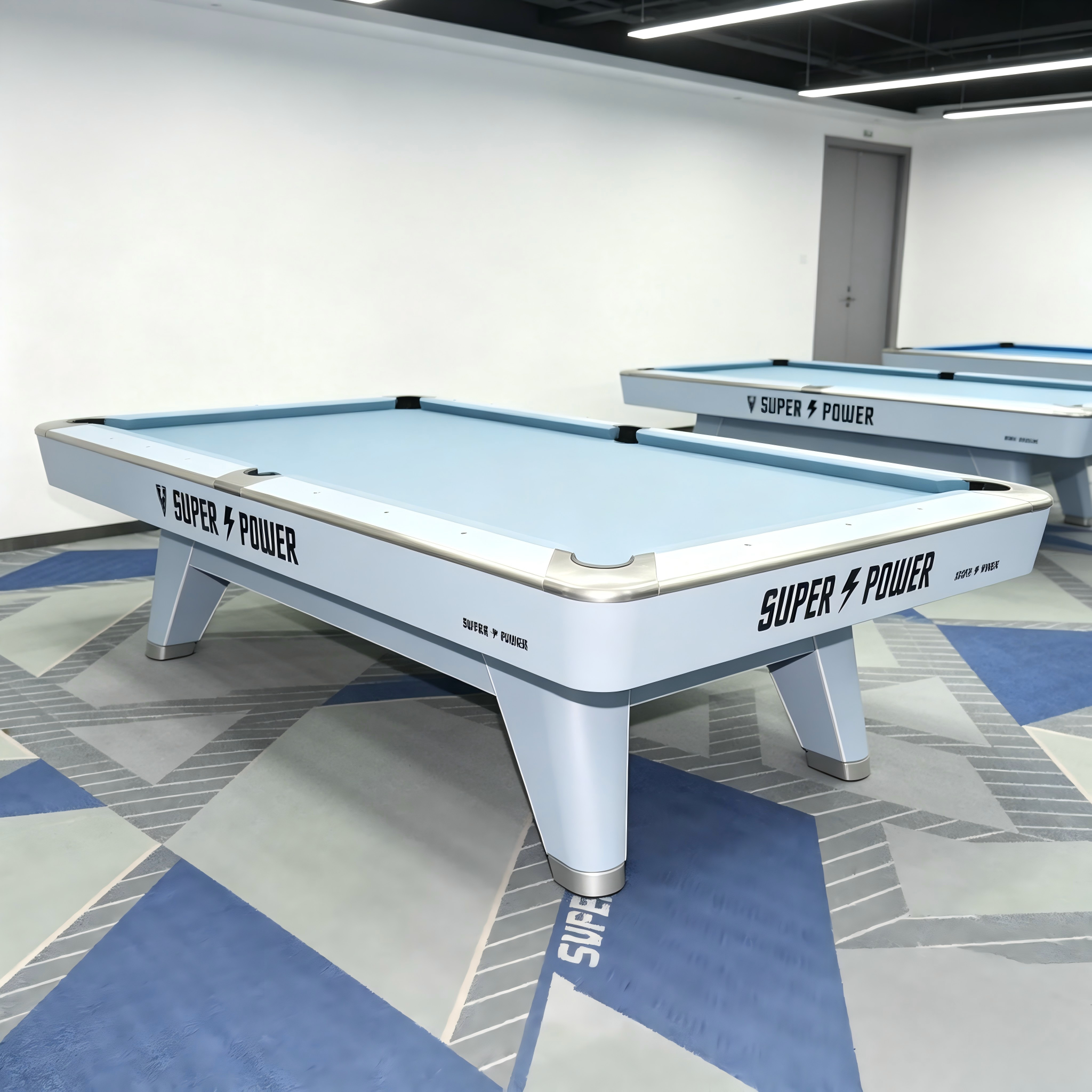 Premium Luxury 8FT Slate Pool Table – Ice Blue Professional Billiard Table with Modern Designer Finish