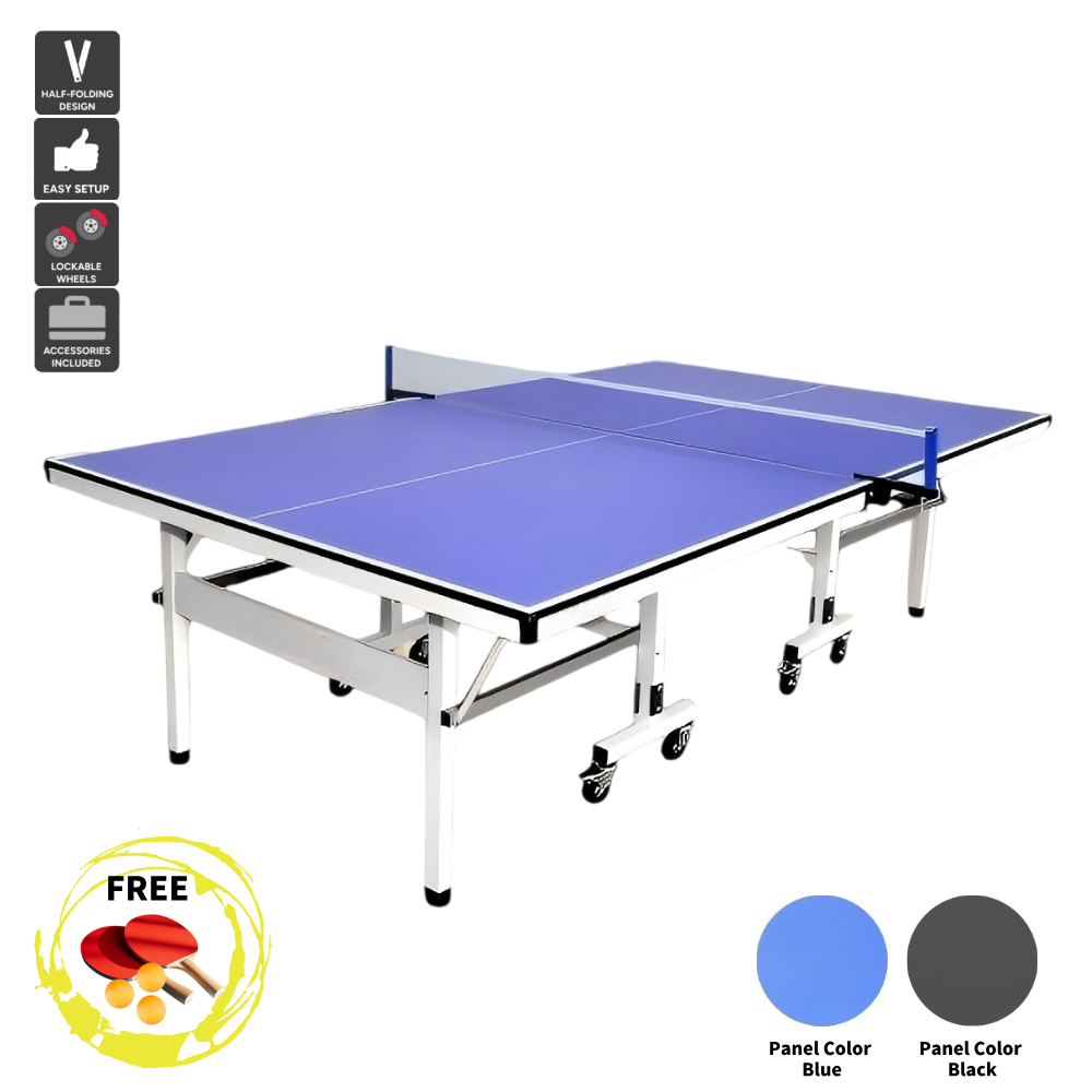 16mm Top Steel Leg Indoor Table Tennis Table Ping-pong Table Home Game - Blue\Black |10-Minute Assembly