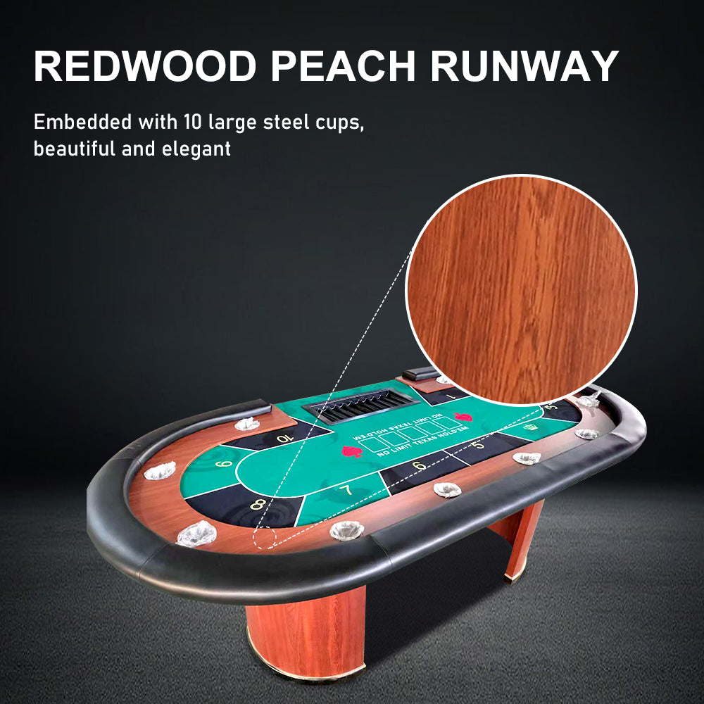 Premium Blackjack Texas Poker Table – Solid Wood Frame, 10-Player