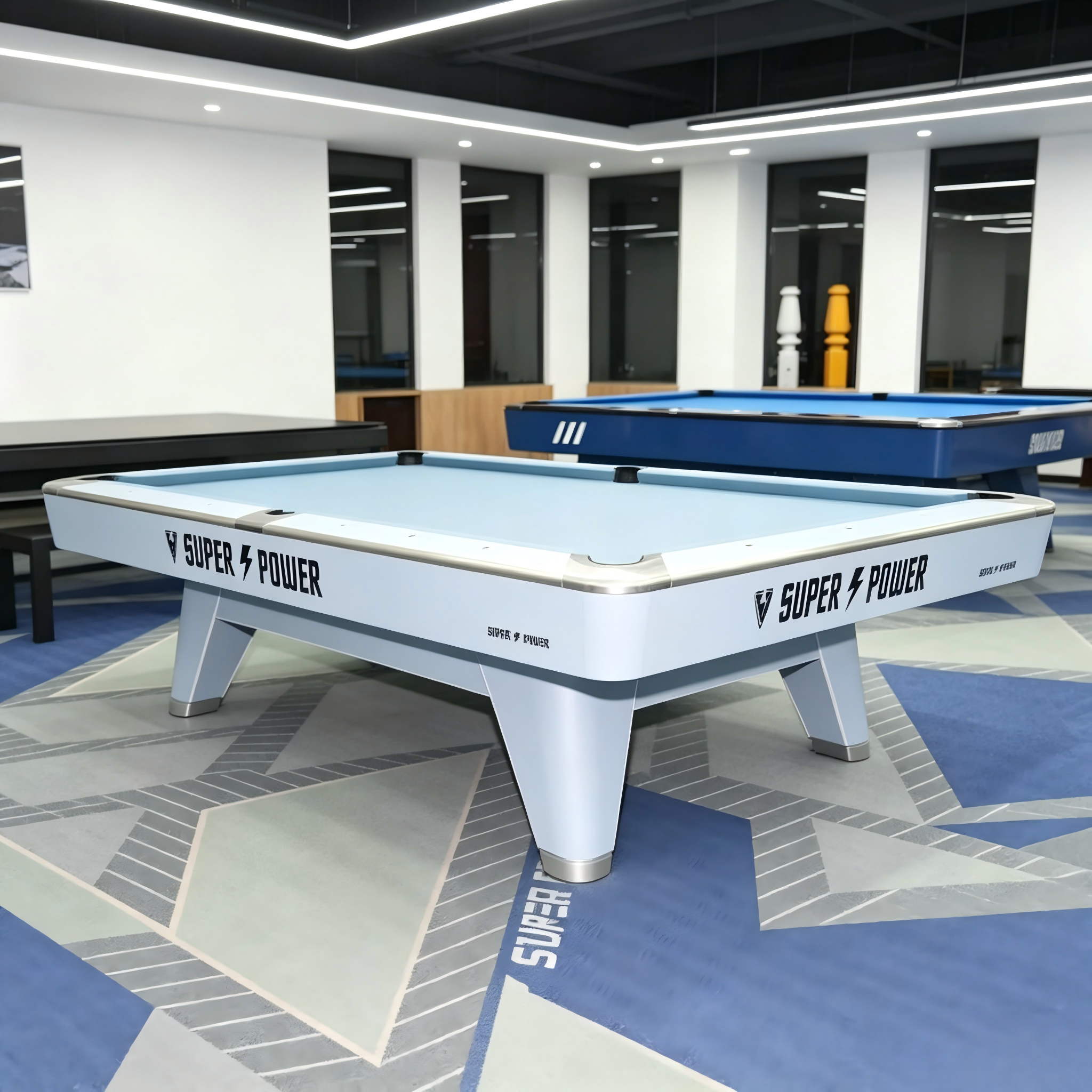 Premium Luxury 8FT Slate Pool Table – Ice Blue Professional Billiard Table with Modern Designer Finish