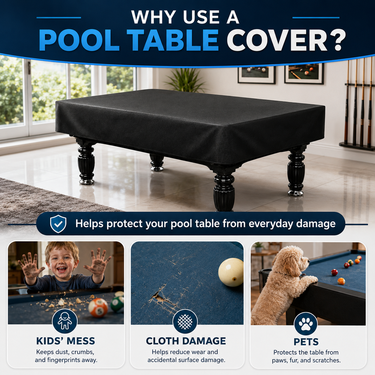 Kooka Living Billiard/Pool Table Dust Cover – Ultimate Protection for 7FT/8FT Tables