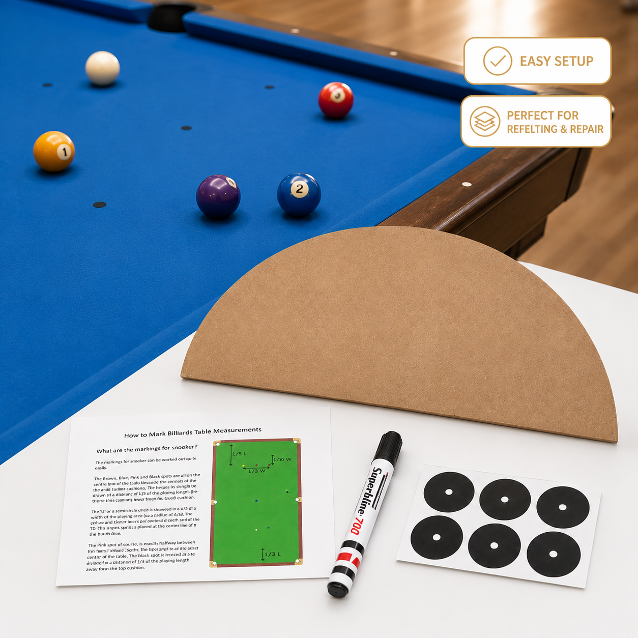 Pool Table Marking Kit for 7FT & 8FT Billiard and Snooker Tables