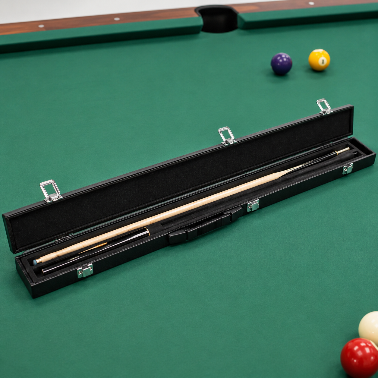 Premium 3/4 Split Handheld Billiard Cue Storage Case for Snooker & Pool Cues