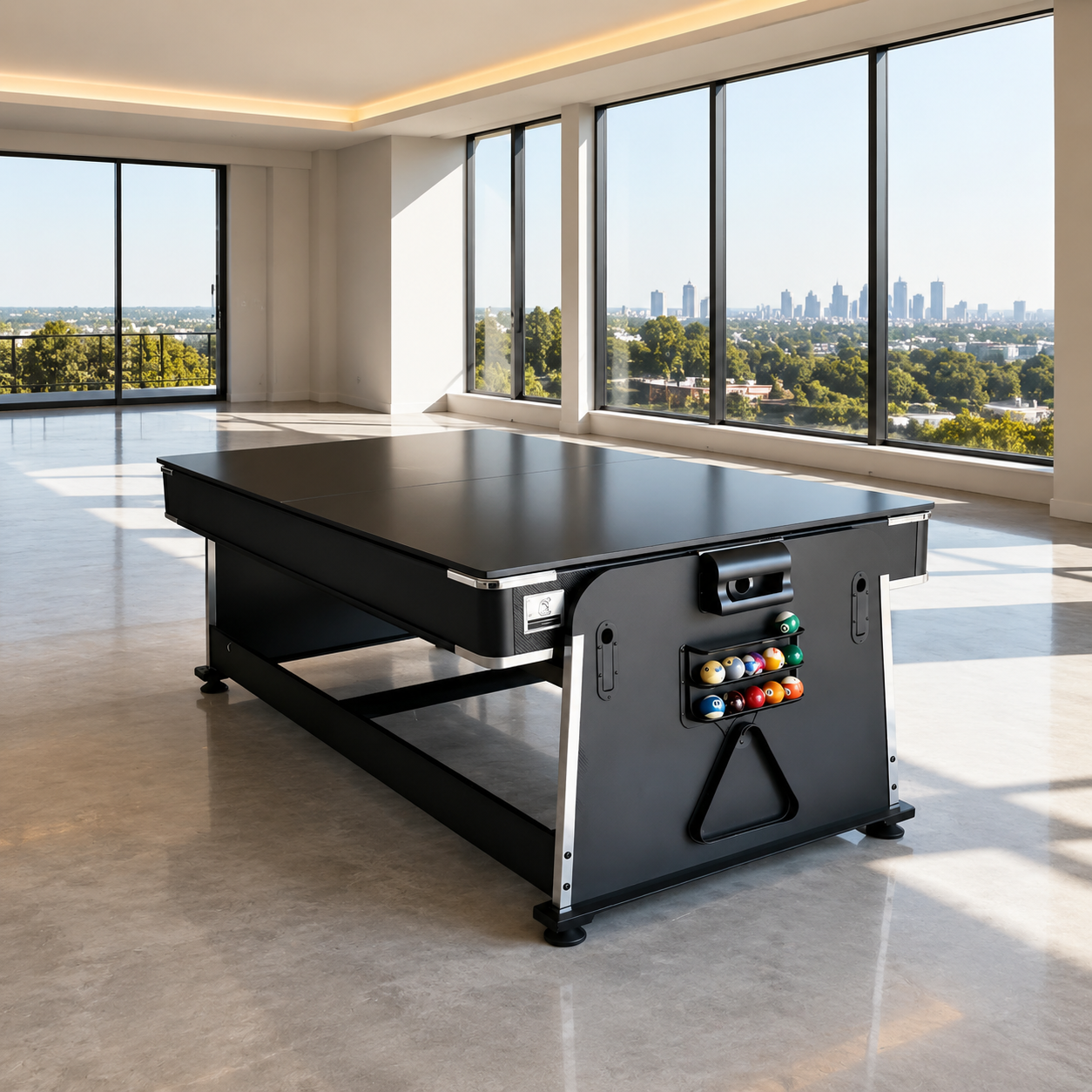 8FT 4-in-1 Multi-Functional Game & Dining Table with Pool, Table Tennis & Air Hockey