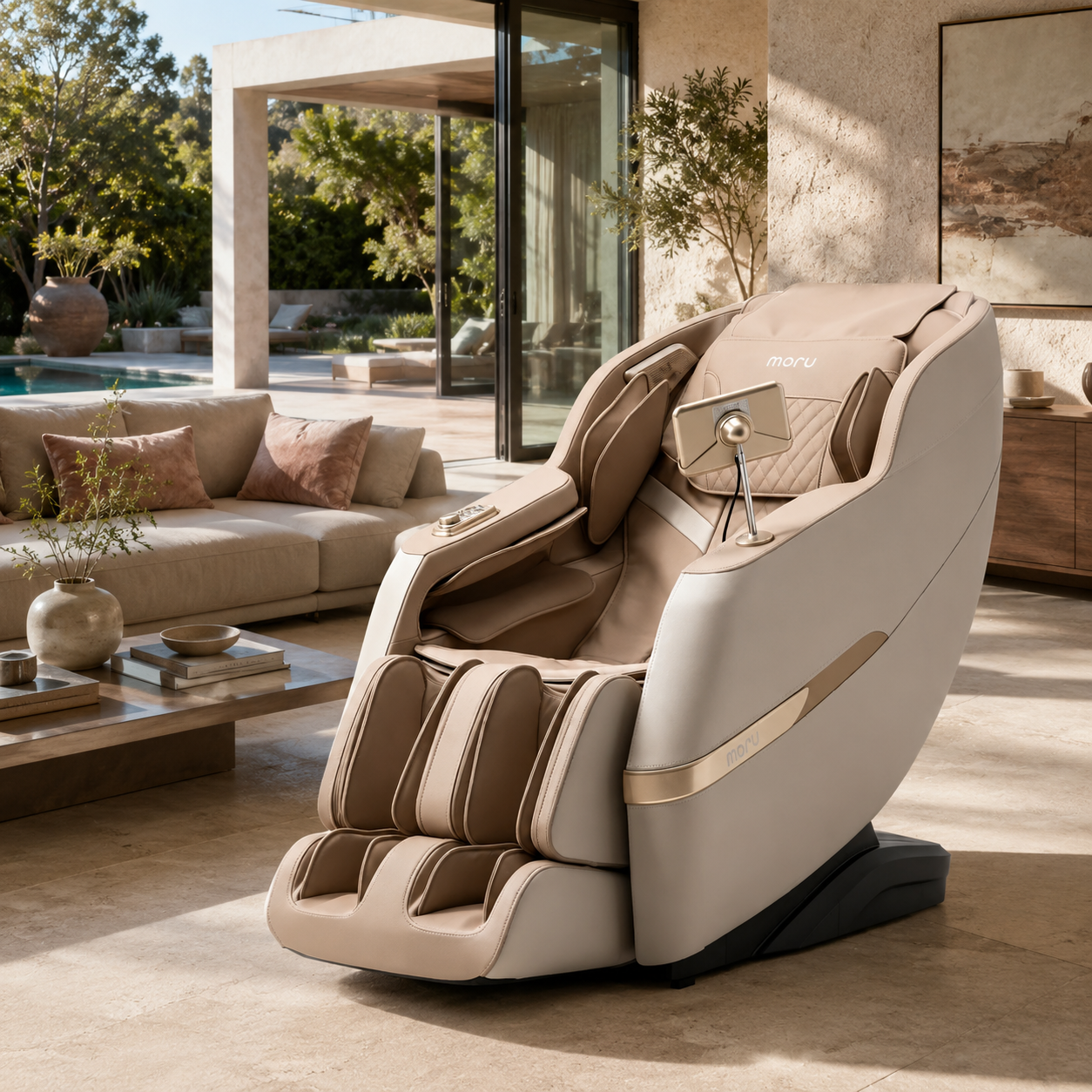MORU Serene R5 Plus Compact Full Body Massage Chair | Shiatsu Recliner with Wave Air Compression, Waist Heat Therapy & Bluetooth Audio
