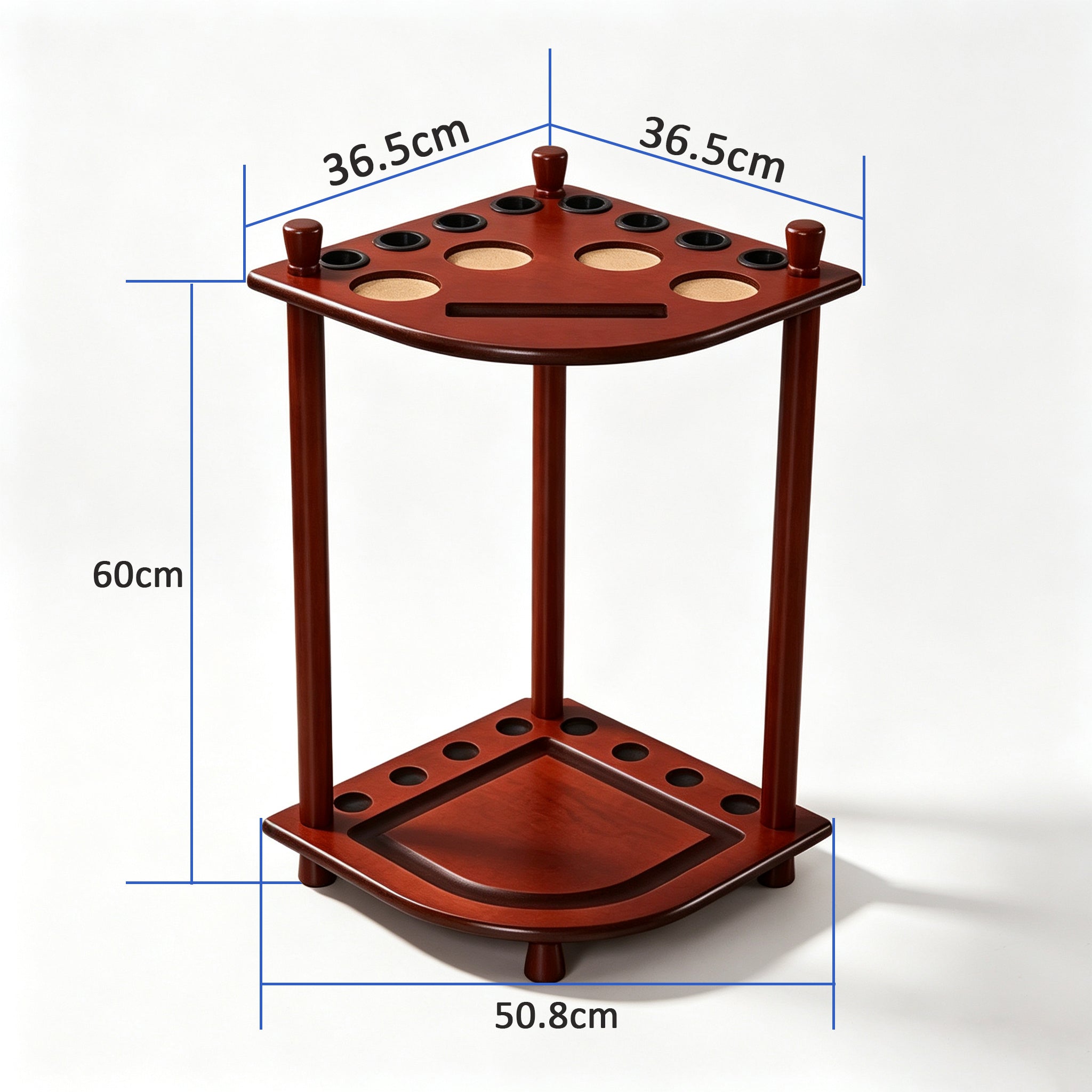 Fan-Shaped Freestanding Wooden Billiard Cue Rack for 8 Pool & Snooker Cues Black/Walnut