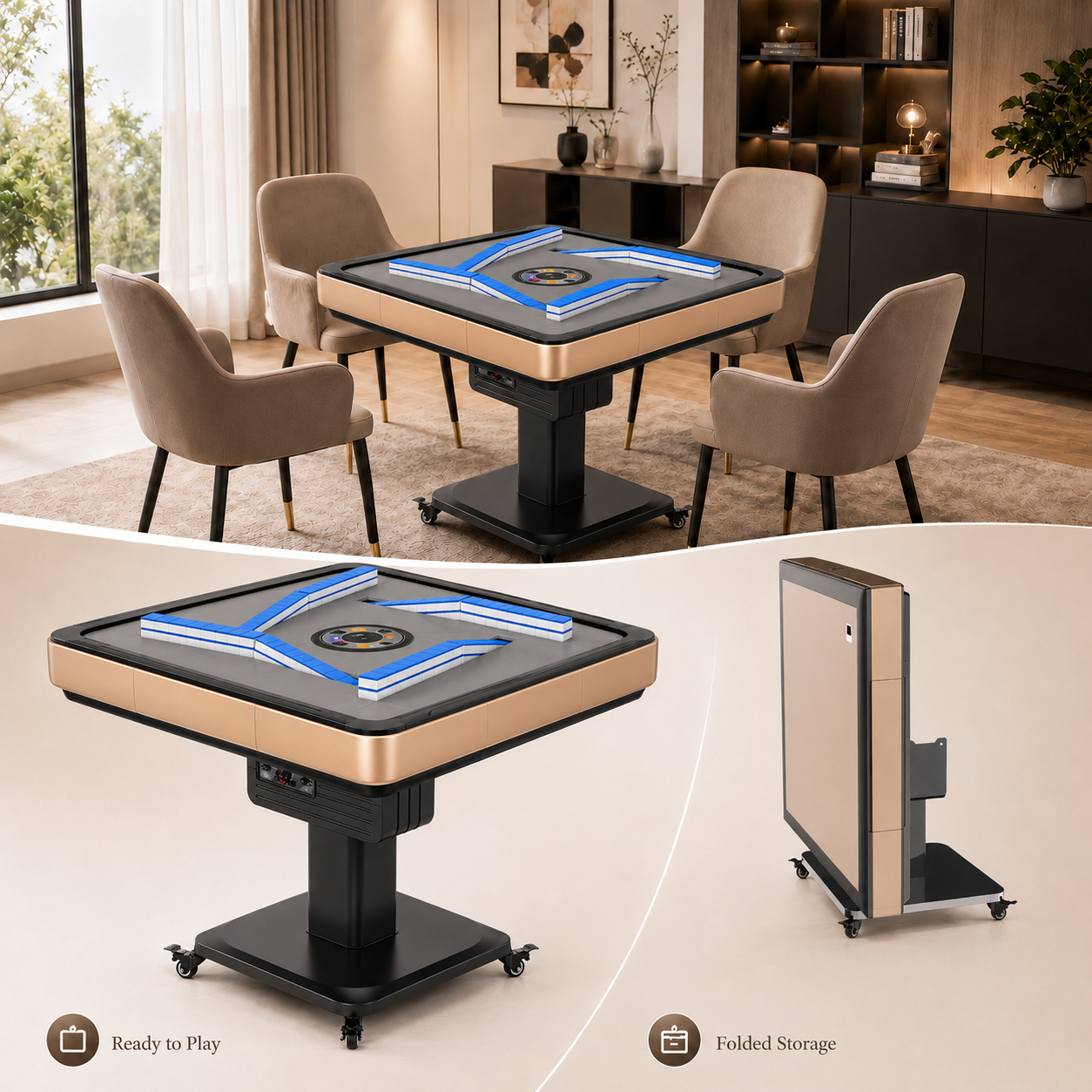 Rotary Wing Style Automatic Mahjong Table Intelligent Mahjong Entertainment for Modern Spaces