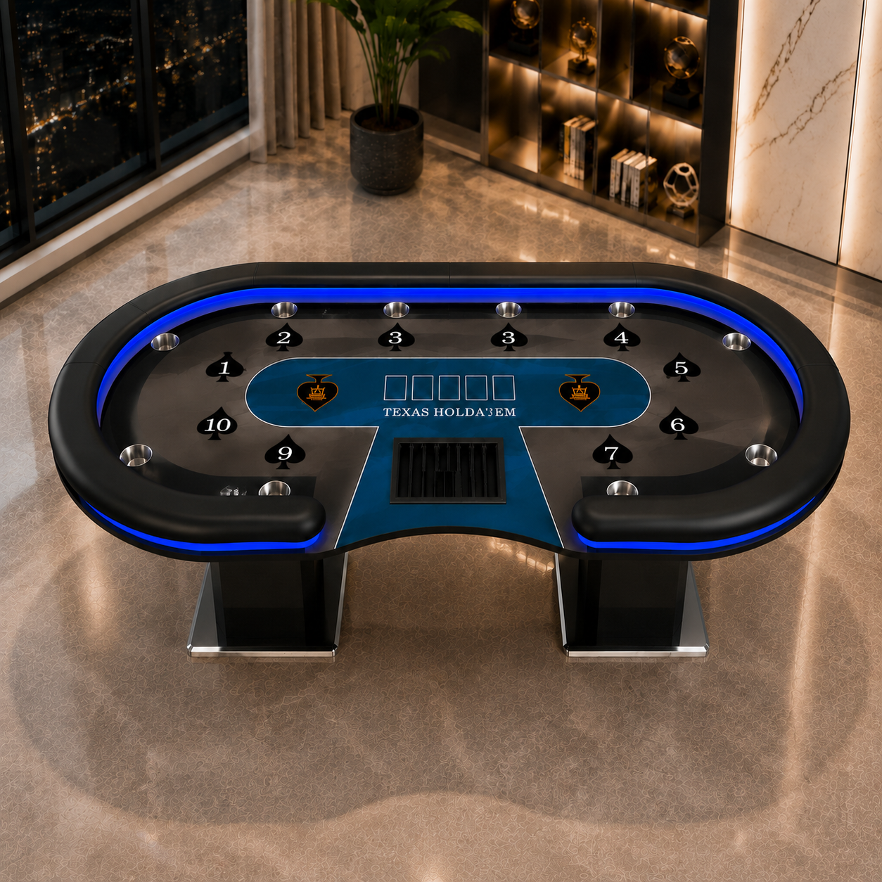 10-Player LED Poker Table for Home Game Rooms & Clubs