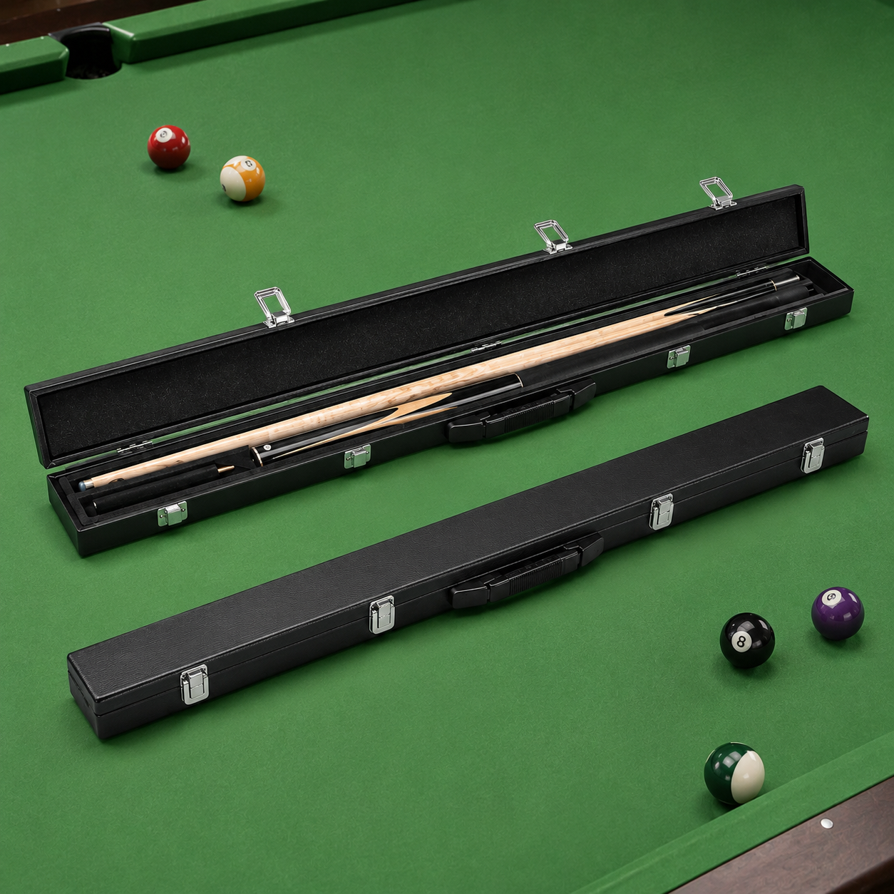 Premium 3/4 Split Handheld Billiard Cue Storage Case for Snooker & Pool Cues