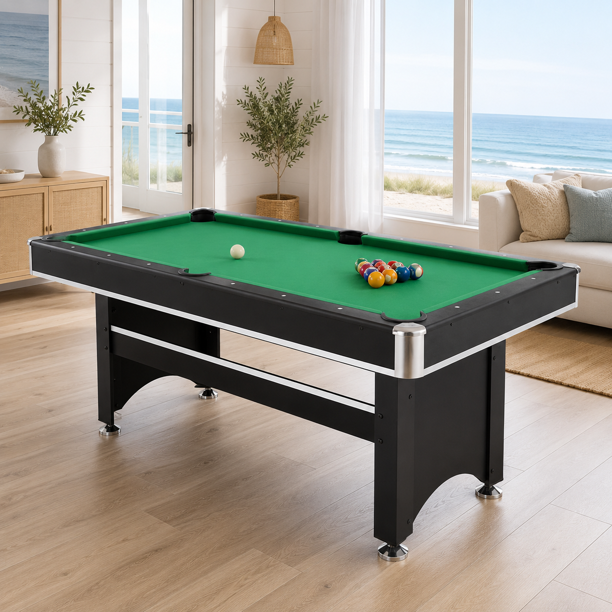 6FT Foldable MDF Pool Table with Accessories