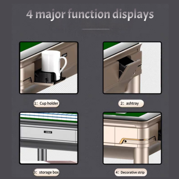 Champagne\Silver Gray Dual-Use Mahjong Table – Silent Operation, Fully Automatic - 2 Sets 144 Tiles