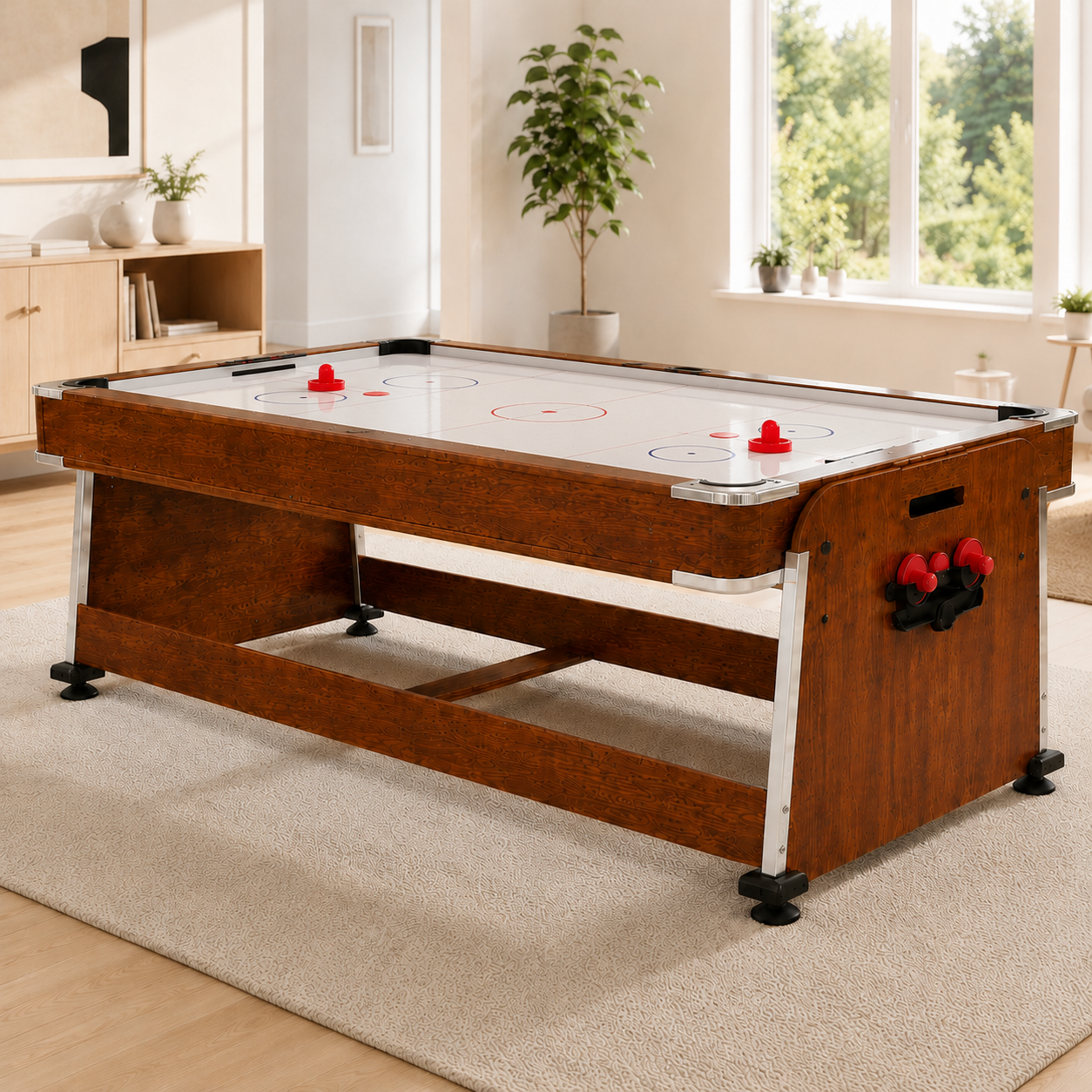 8FT 4-in-1 Multi-Functional Game & Dining Table with Pool, Table Tennis & Air Hockey