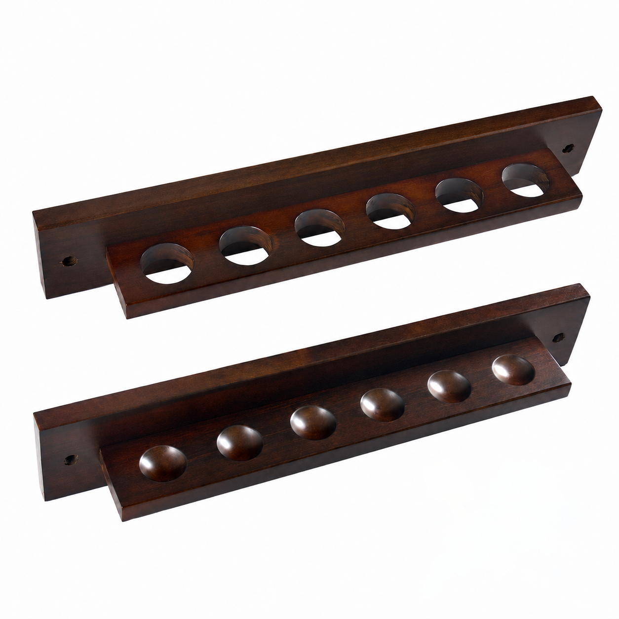 Solid Wood Wall-Mounted Billiard Cue Rack for 6 Cues Black/Walnut