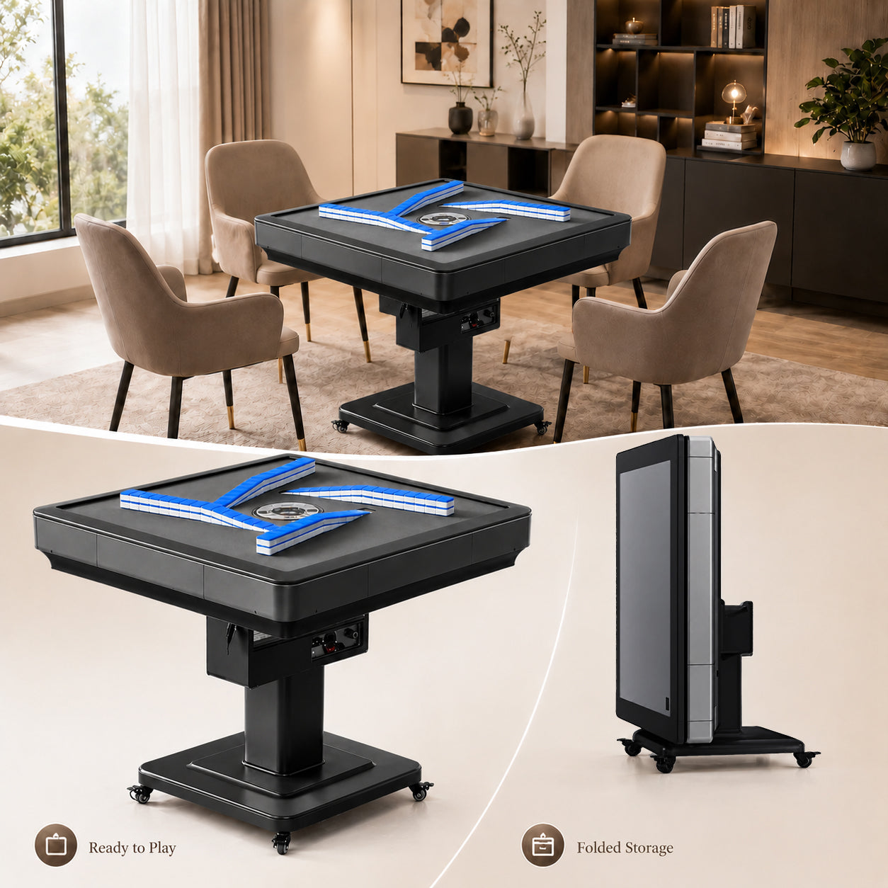 Rotary Wing Style Automatic Mahjong Table Intelligent Mahjong Entertainment for Modern Spaces