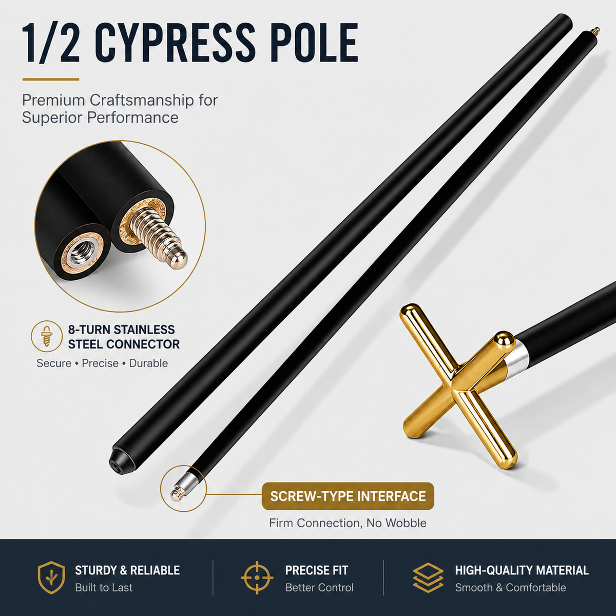 Kooka Living Billiard Cue Rest Cross Set – Metal Cross, 1/2 Wooden Cue, Metal Low Rack Aiming Trainer