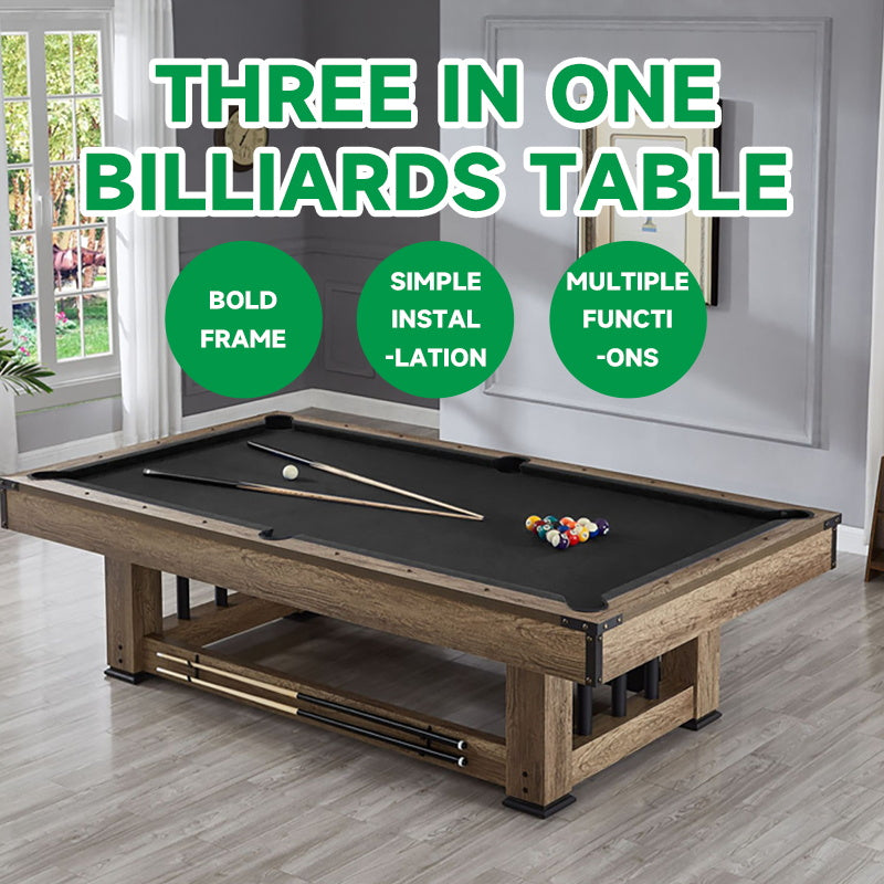Udyr 7FT/8FT 3-IN-1 Multi-Functional Table/Pool Table/Table Tennis Table/Dining Table – Black/Blue Felt