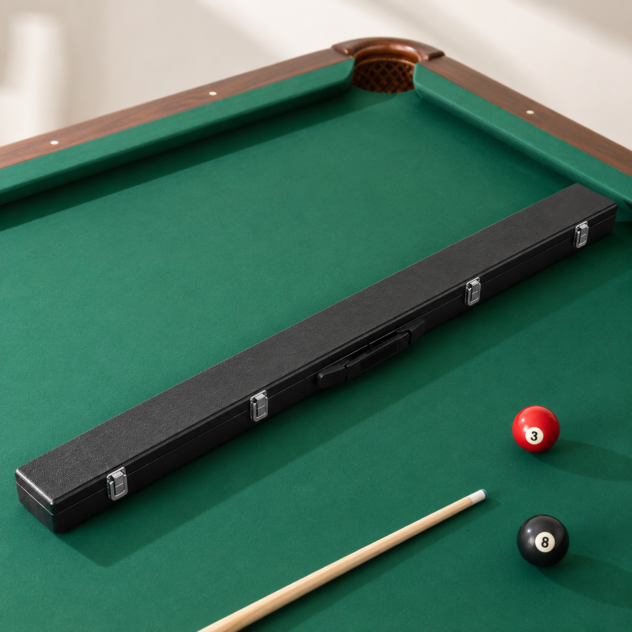 Premium 3/4 Split Handheld Billiard Cue Storage Case for Snooker & Pool Cues