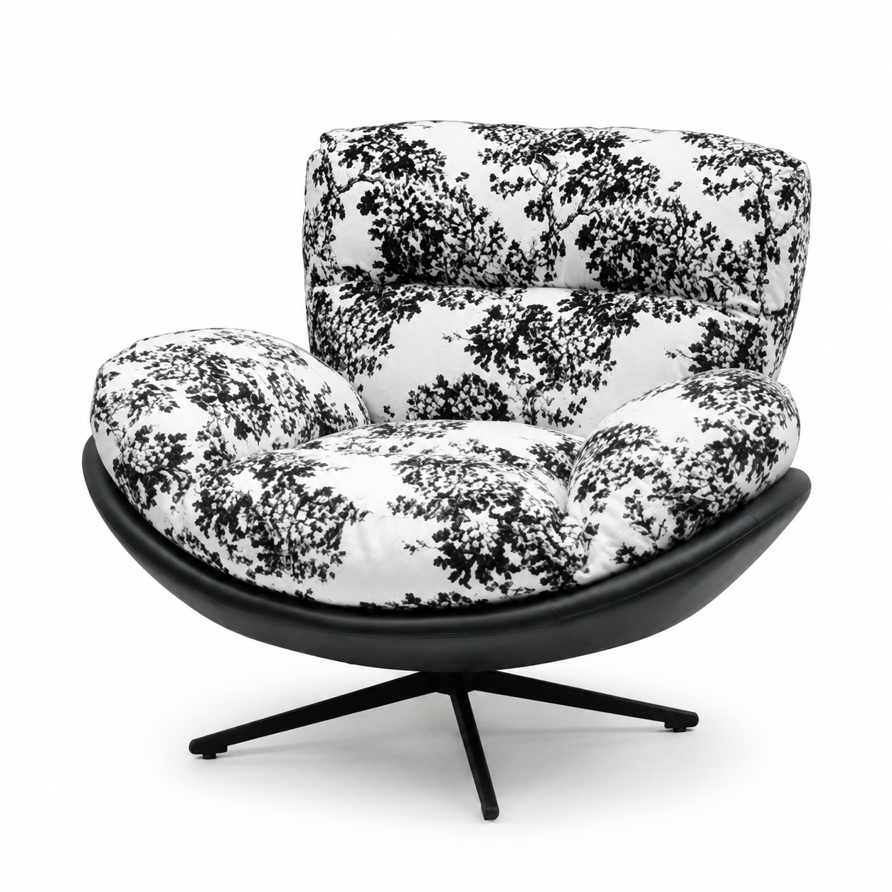 Modern Ergonomic Wingback Swivel Chair | 360° Rotatable Reclining Lounge Chair with PU Leather Upholstery & Plush Cushion Comfort