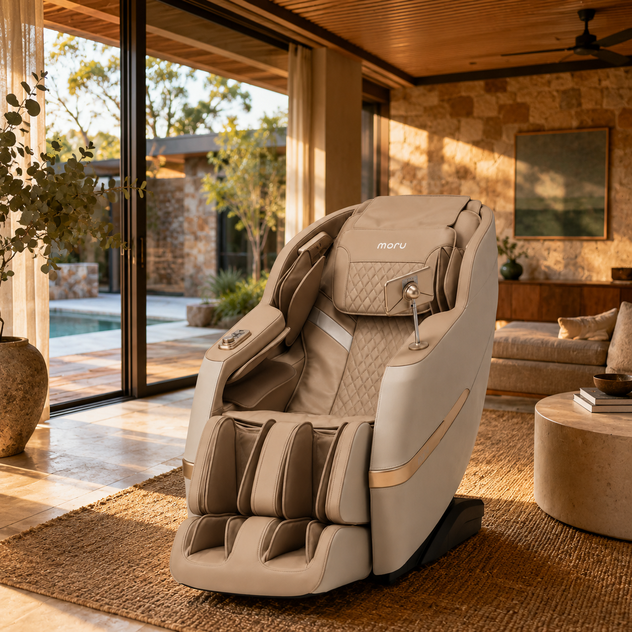 MORU Serene R5 Plus Compact Full Body Massage Chair | Shiatsu Recliner with Wave Air Compression, Waist Heat Therapy & Bluetooth Audio
