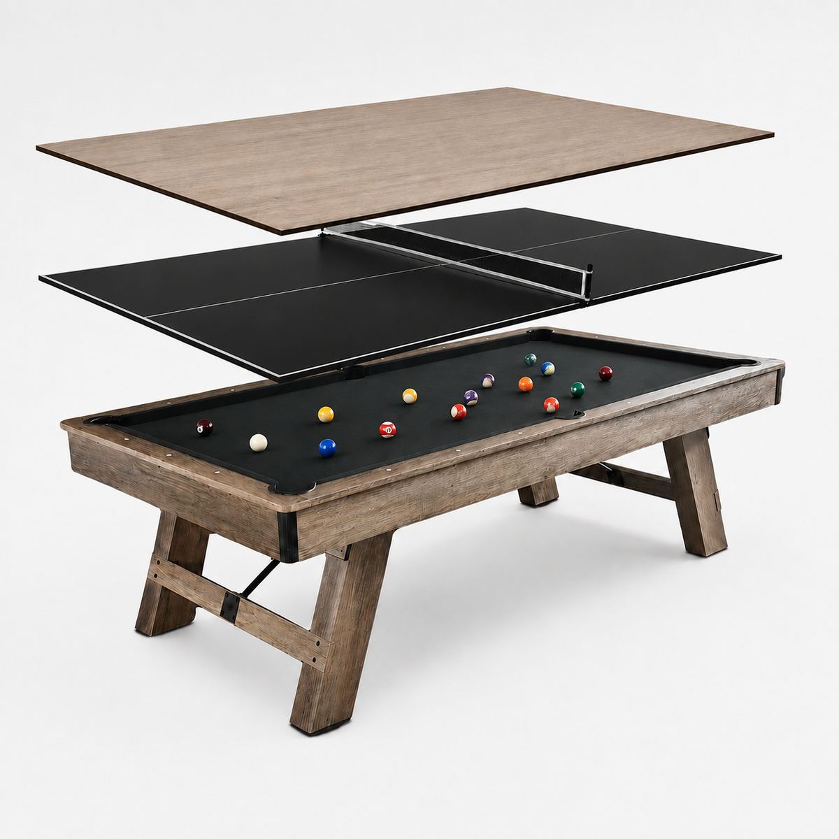 Kooka Living FORMA PLUS-V5 7FT/8FT 3-IN-1 Multi-Functional Table/Pool Table/Table Tennis Table/Dining Table – Black Felt