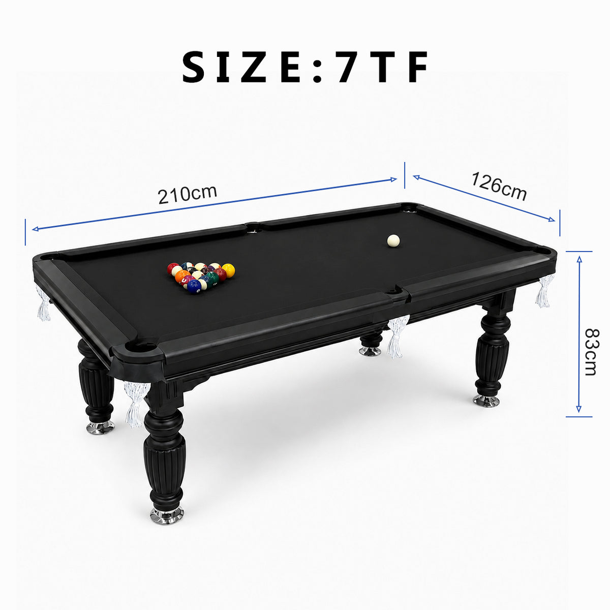 Kooka Living CueNova Prestige B7 7FT New Slate Billiard Table / Pool Table – Black Frame- White Billiards net port