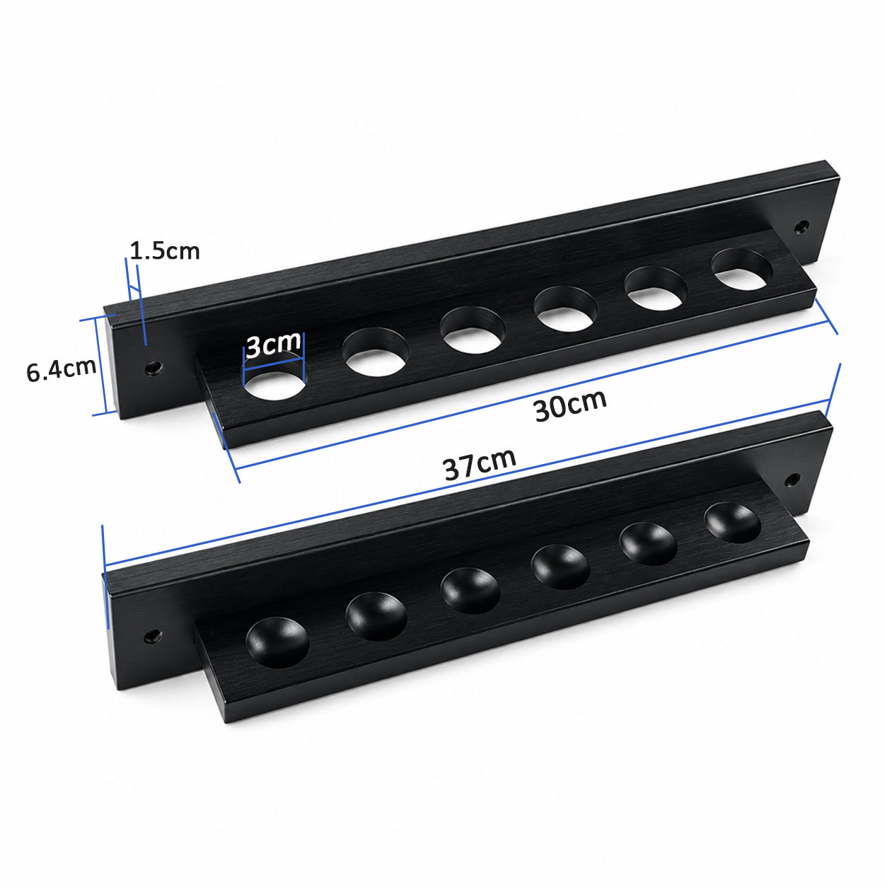 Solid Wood Wall-Mounted Billiard Cue Rack for 6 Cues Black/Walnut