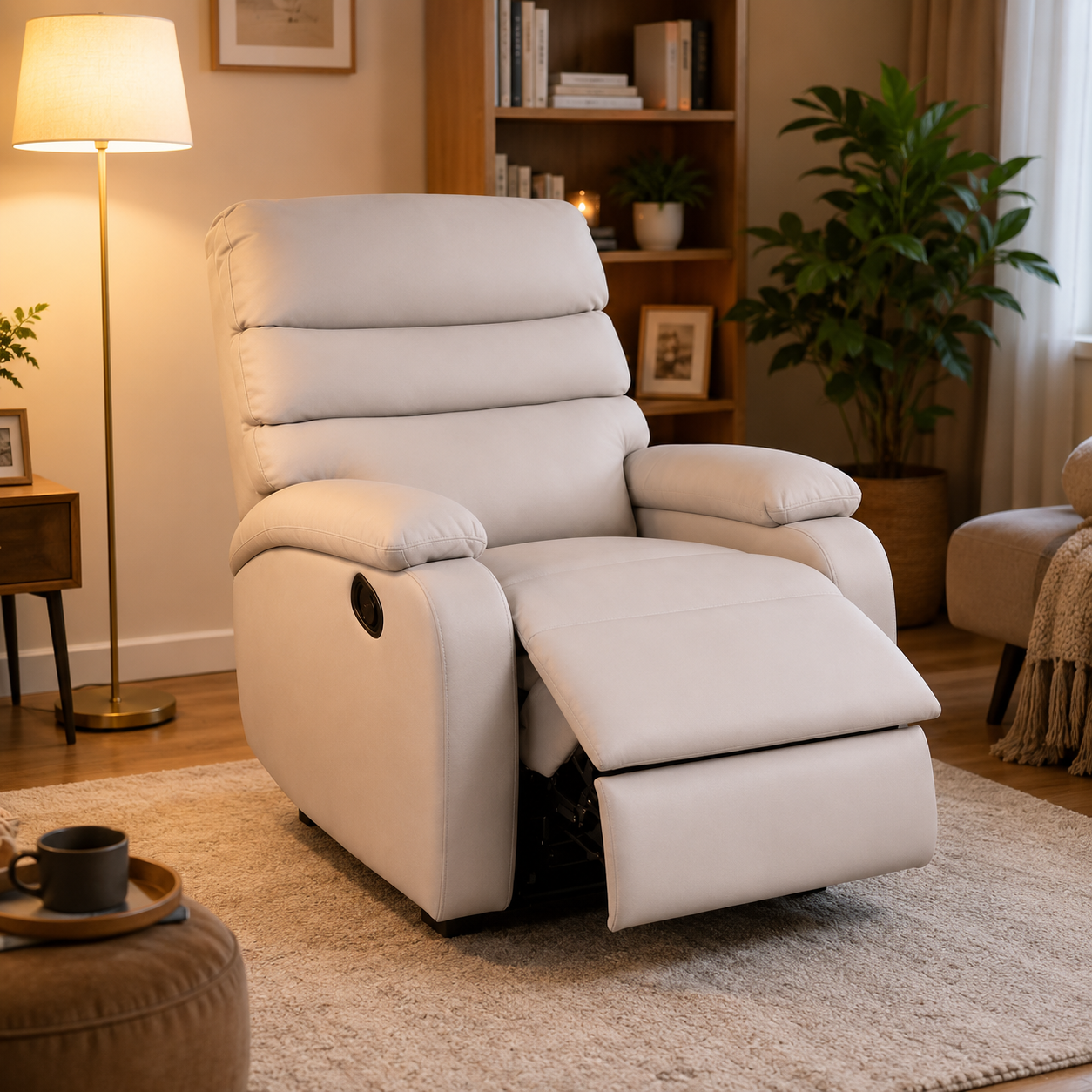 Convertible Lazy Sofa Chair | Reclining Swivel Lounge Chair with Rocking Function, Extendable Footrest & PU Leather Upholstery