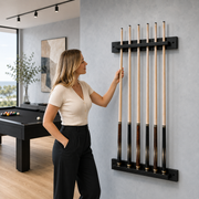 Solid Wood Wall-Mounted Billiard Cue Rack for 6 Cues Black/Walnut