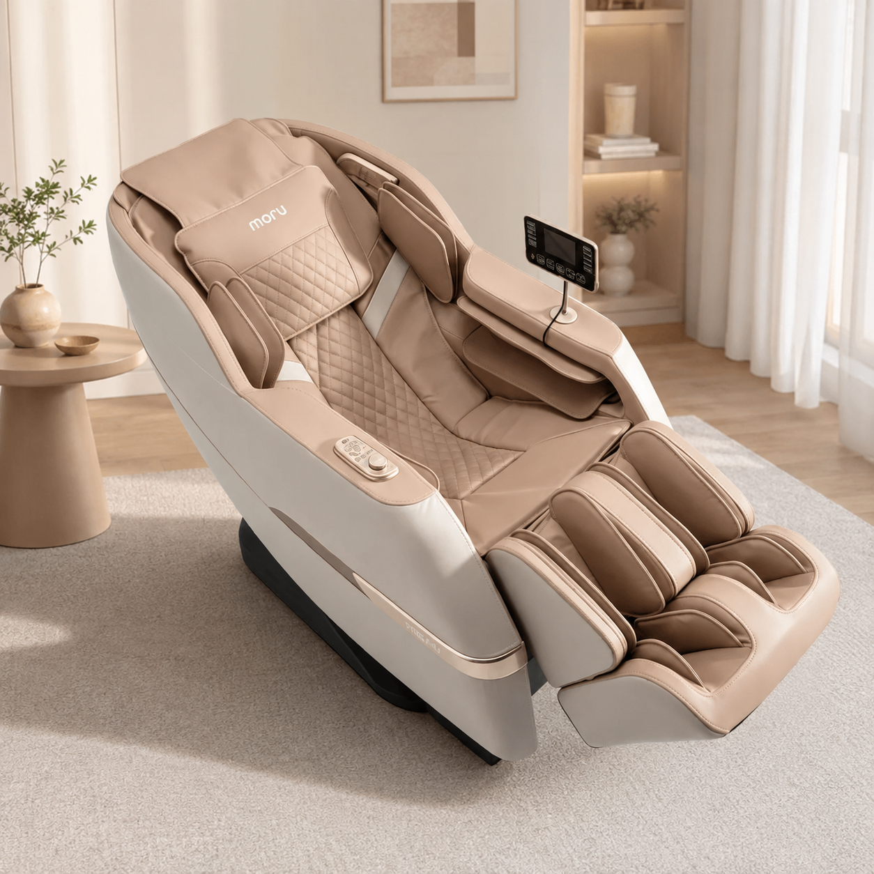 MORU Serene R5 Plus Compact Full Body Massage Chair | Shiatsu Recliner with Wave Air Compression, Waist Heat Therapy & Bluetooth Audio