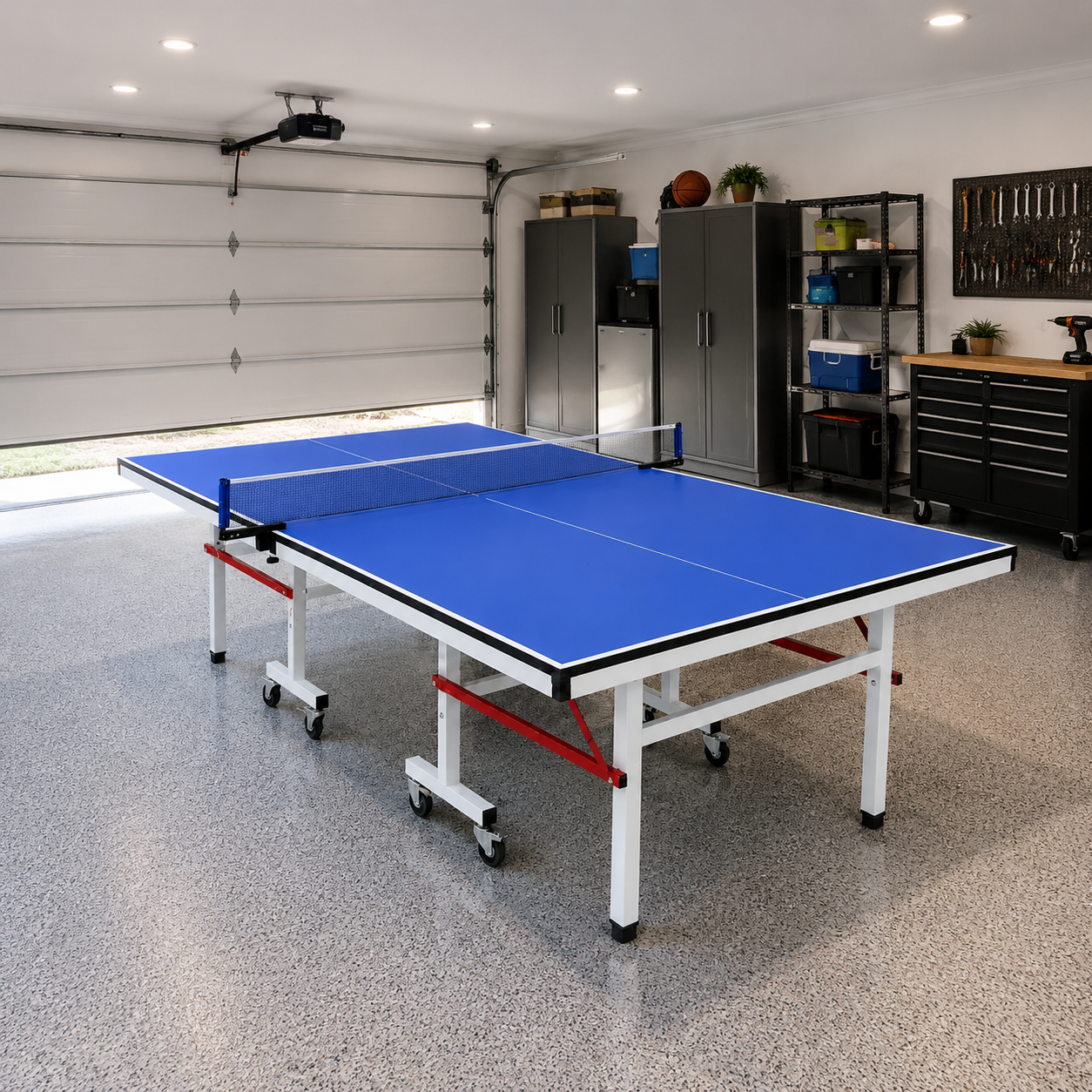 25mm Top Steel Leg Indoor Table Tennis Table - Blue\Black |10-Minute Assembly