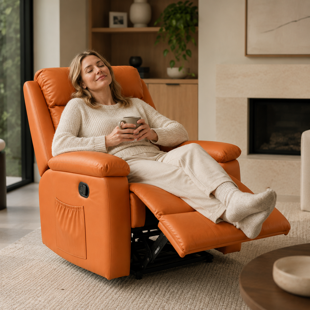 Multifunction Swivel Lounge Chair | Reclining Lazy Sofa Chair with Rocking Function, Ergonomic High Back Support & PU Leather Upholstery