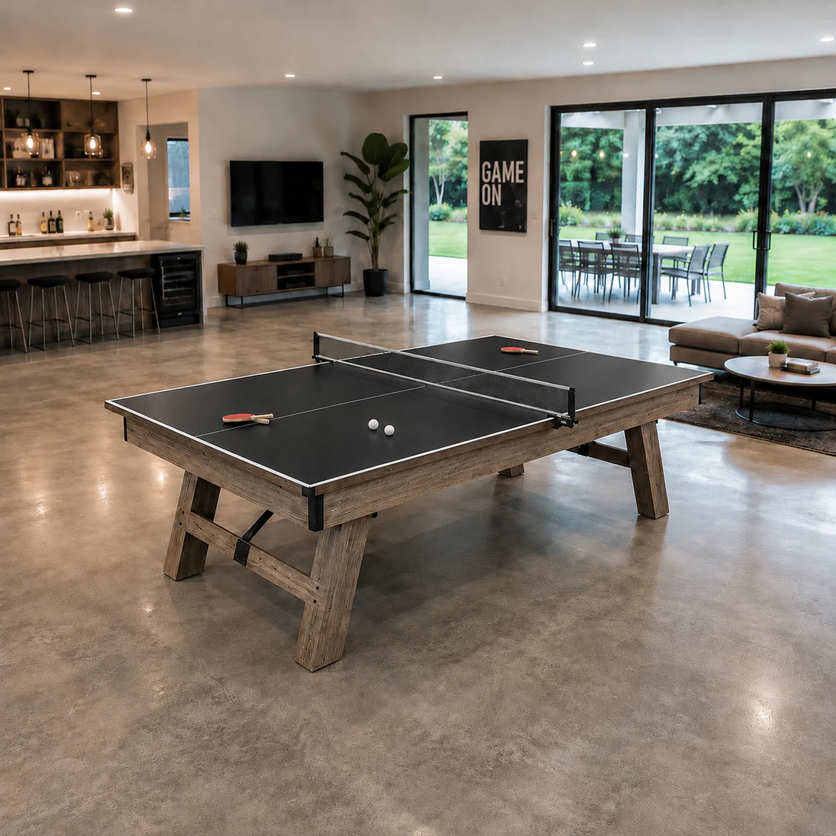 Kooka Living FORMA PLUS-V5 7FT/8FT 3-IN-1 Multi-Functional Table/Pool Table/Table Tennis Table/Dining Table – Black Felt