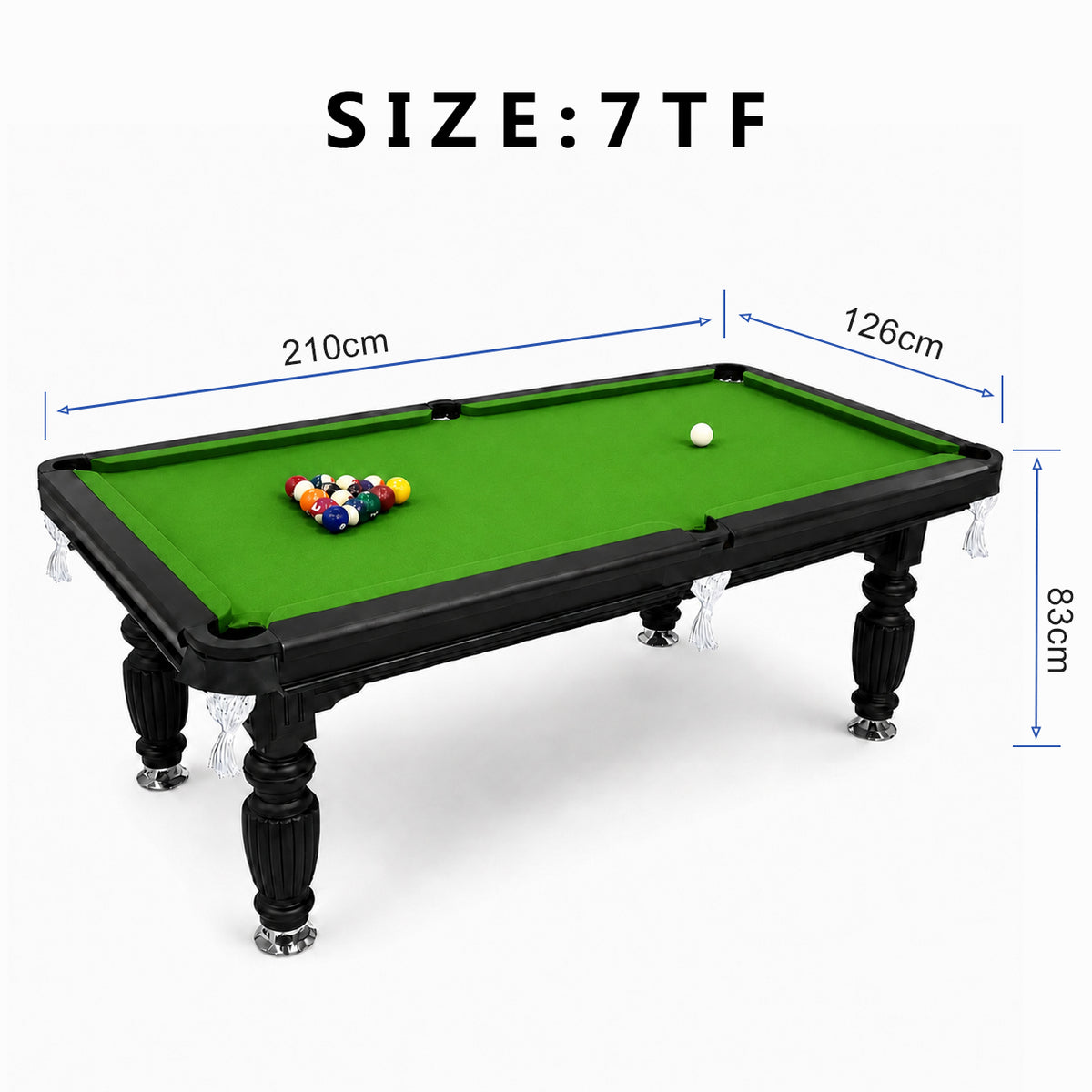 Kooka Living CueNova Prestige B7 7FT New Slate Billiard Table / Pool Table – Black Frame- White Billiards net port