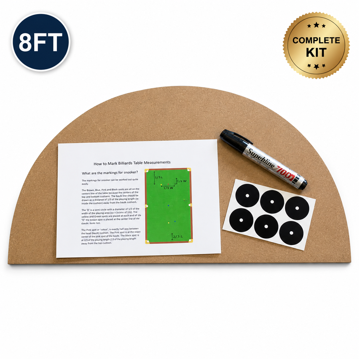 Pool Table Marking Kit for 7FT & 8FT Billiard and Snooker Tables