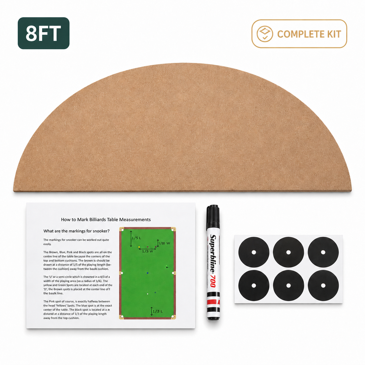 Pool Table Marking Kit for 7FT & 8FT Billiard and Snooker Tables